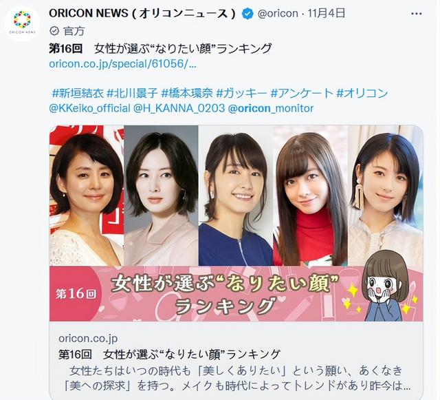 2022日本女生心中的10大“最美女星”,绫濑遥第8,石原里美仅第6