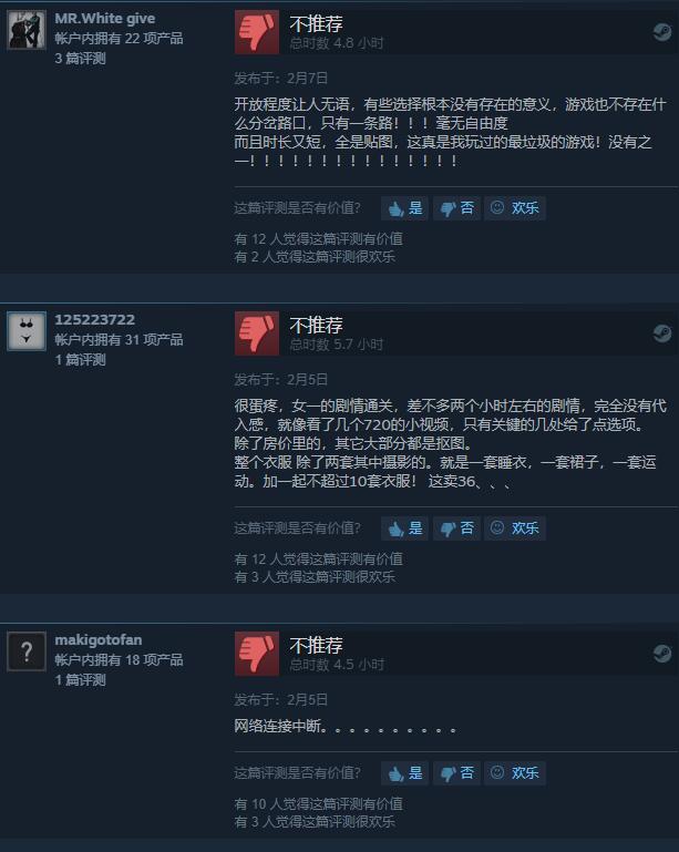 这国产游戏多丢人?拿和美女同居当噱头就敢卖55元,steam88%差评