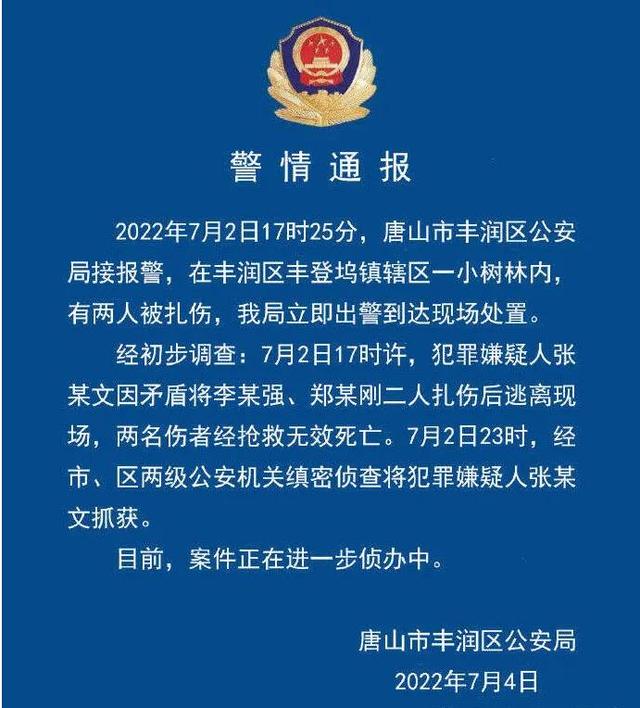 唐山又出现小树林事件,两人遇害