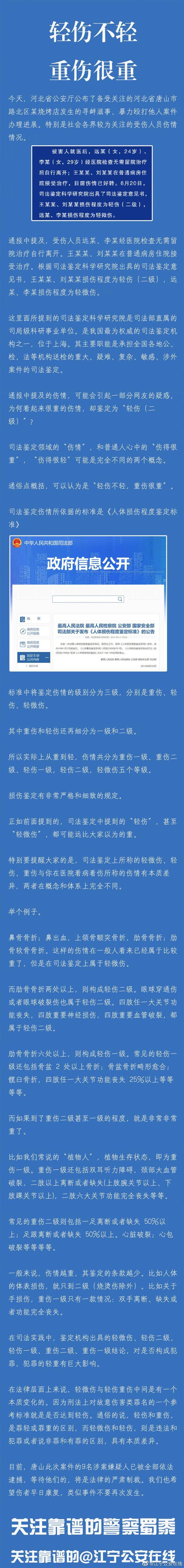 唐山被打女孩为何看起来很严重却只是轻伤?警方解读
