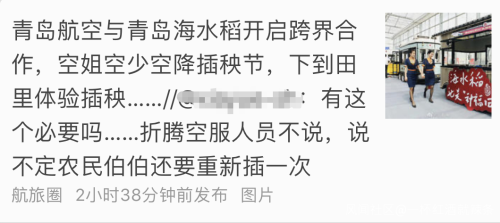 身着靓丽制服的青航空姐空少下地插秧,你怎么看?