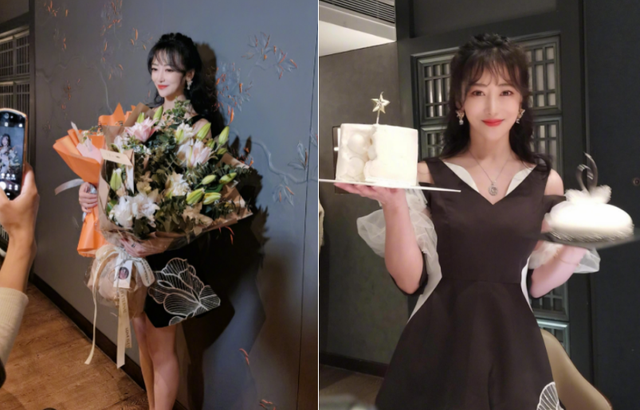 女星陈紫函庆47岁生日!穿低领裙秀完美事业线,胸前大钻石太抢镜