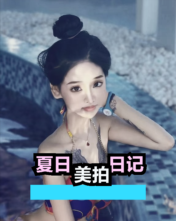 翅膀纹身下的泳池美女,网友:美与争议并存