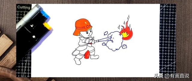 创意儿童画课程：消防主题卡通简笔画消防员画法（视频+课件）