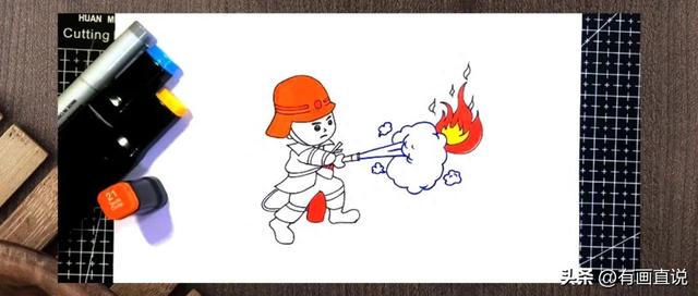 创意儿童画课程：消防主题卡通简笔画消防员画法（视频+课件）